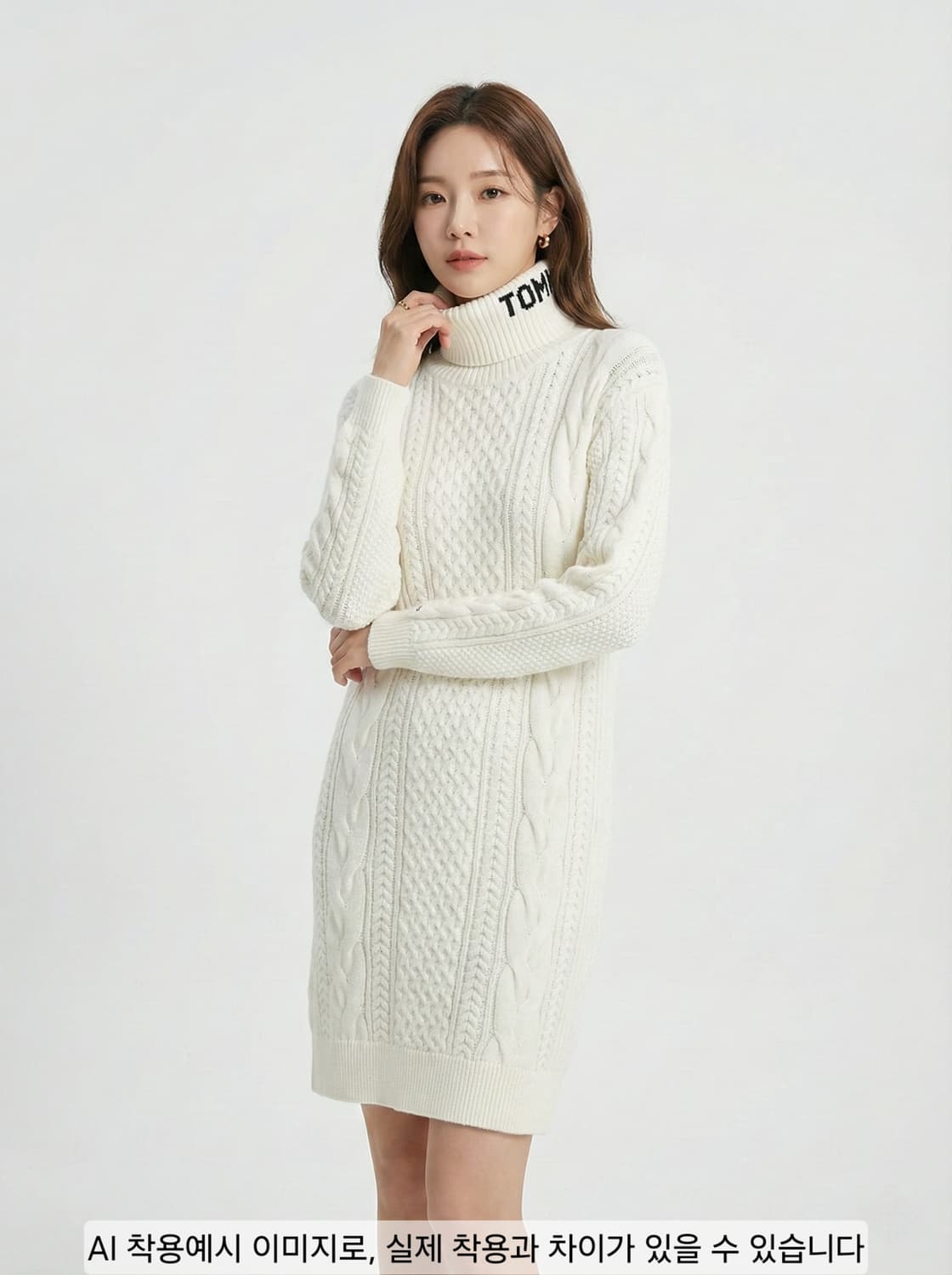 타미진스(Tommy Jeans) 빅 로고 터틀넥 케이블 니트 원피스 상품이미지1