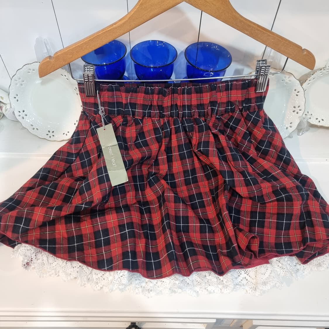 레드 체크 레이스 미니스커트 상품이미지4