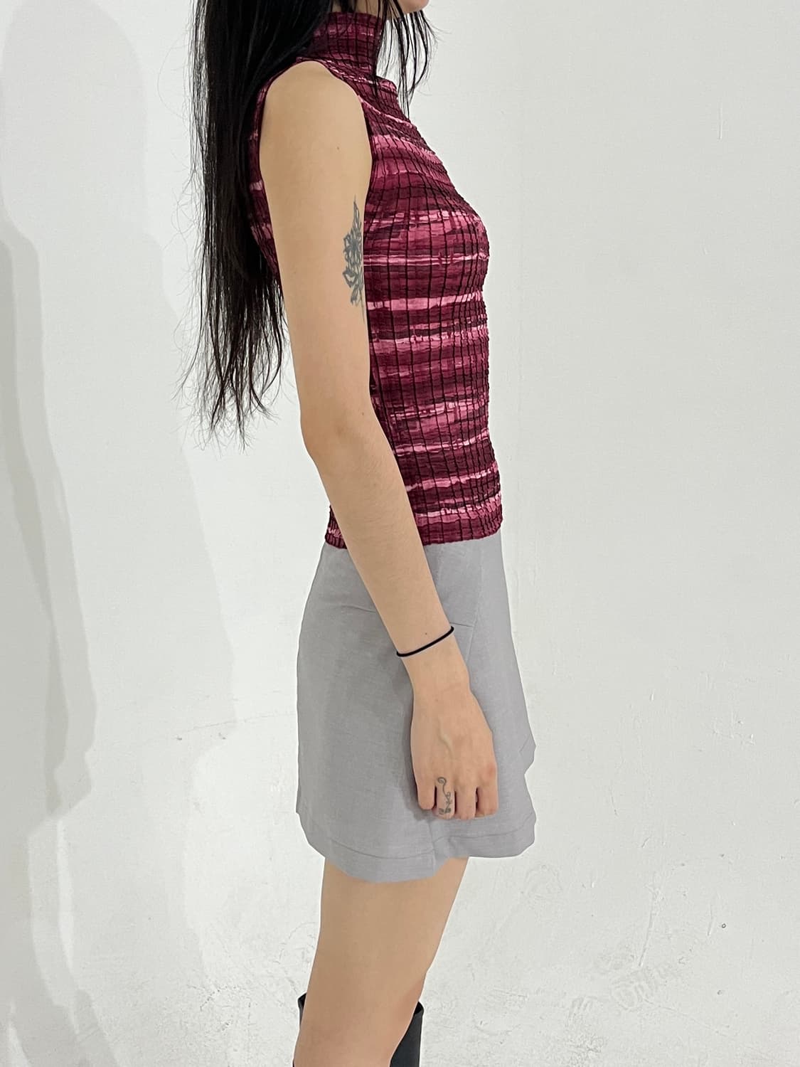 Color mix pleats top 상품이미지5
