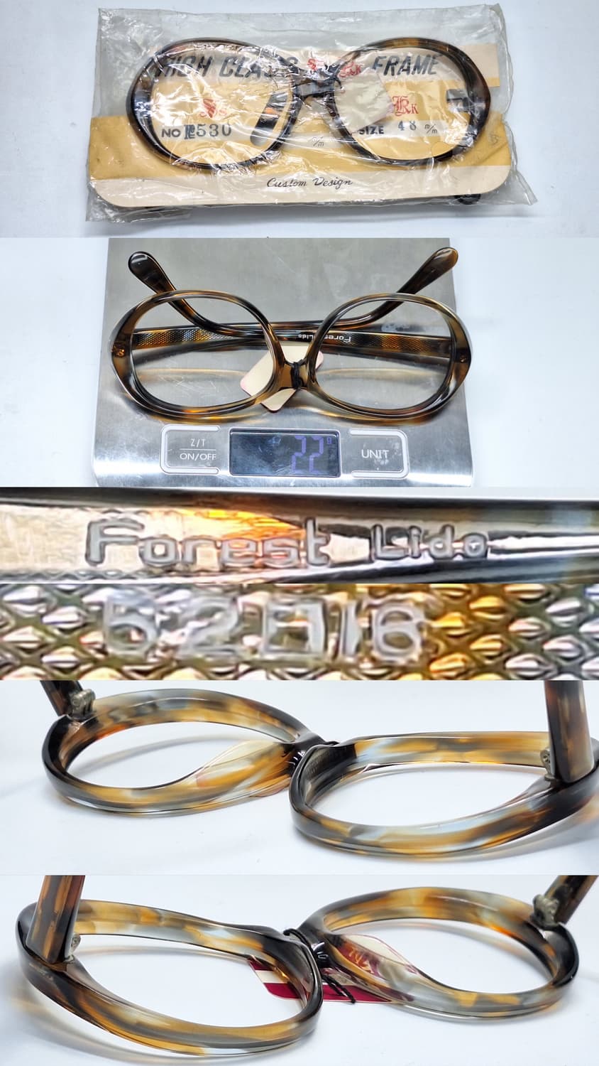 80s 일본 빈티지 데드스톡 미사용/Forest rido 안경테 52mm 상품이미지8