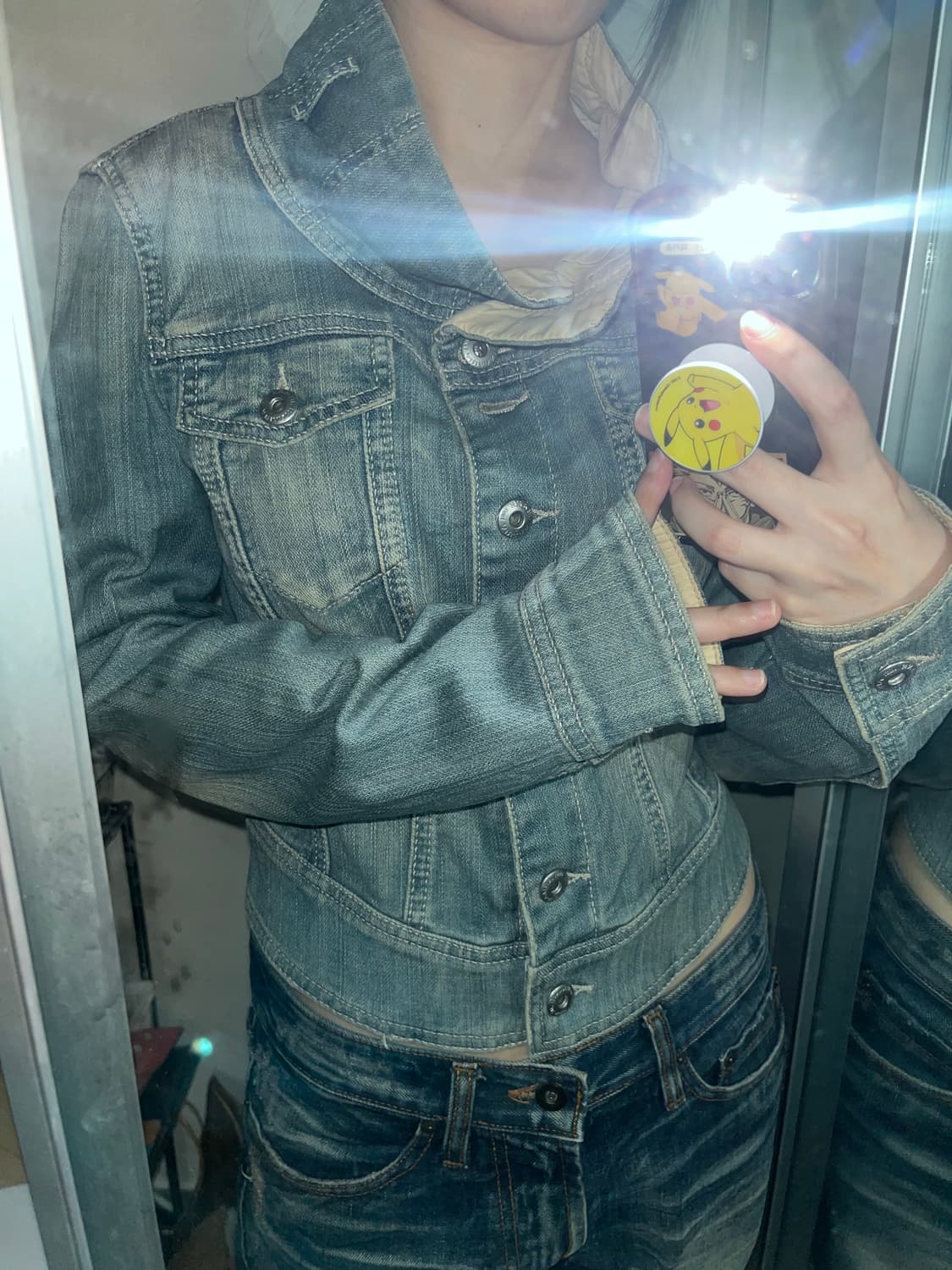 아르마니진 하이넥 워싱 청자켓 상품이미지1