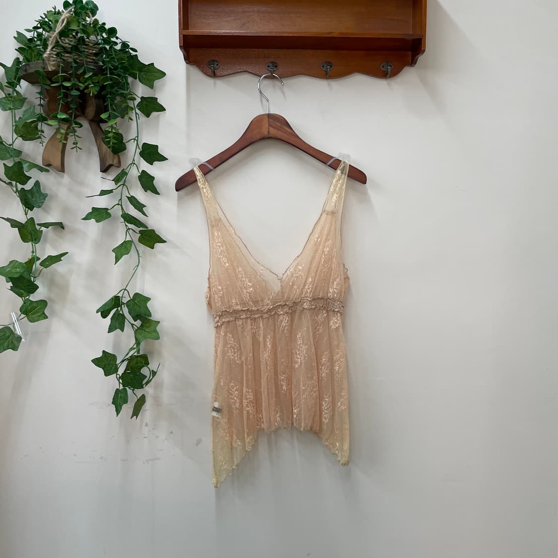 베이지 시스루 레이스 슬립 나시 페어리그런지 히메갸루 상품이미지2