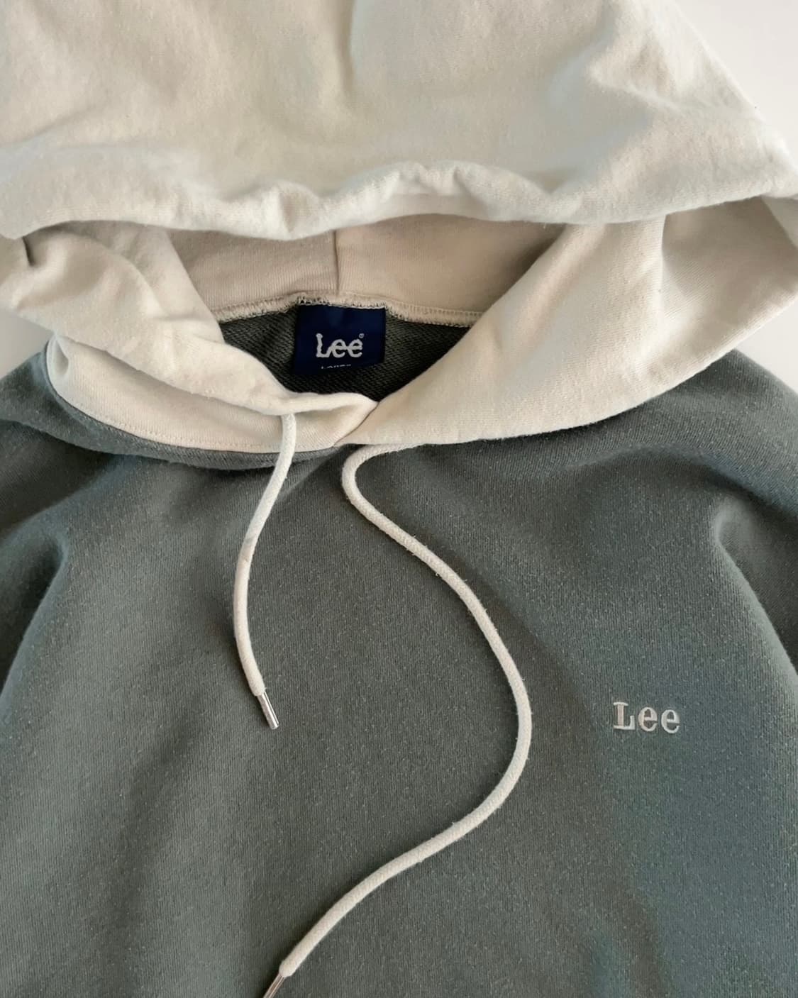 리 배색 백로고 후드티 L 상품이미지5