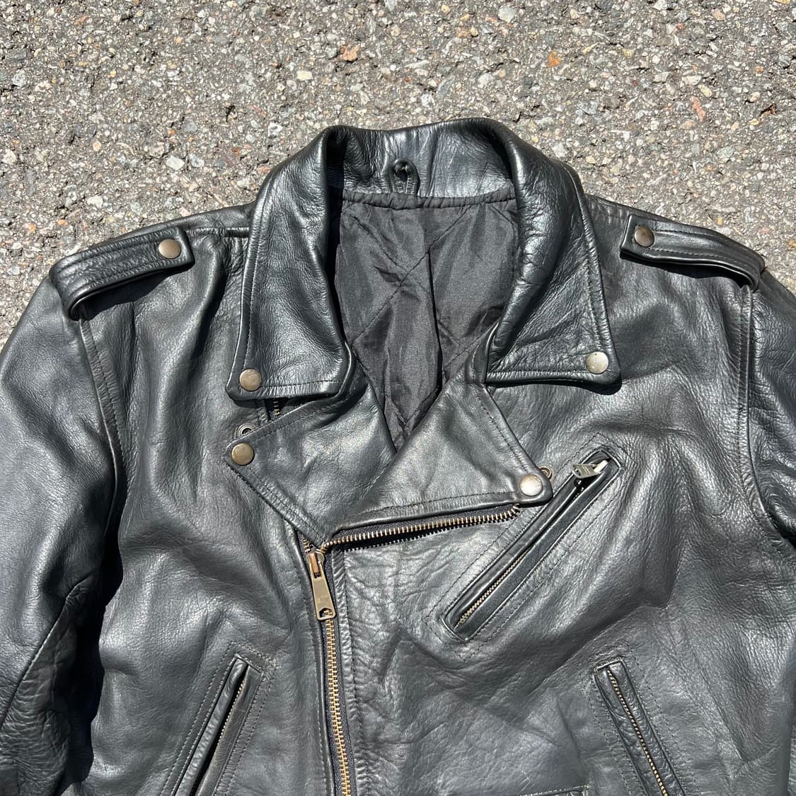 80s~90s Echtes Leder Double Rider Jacket 상품이미지3