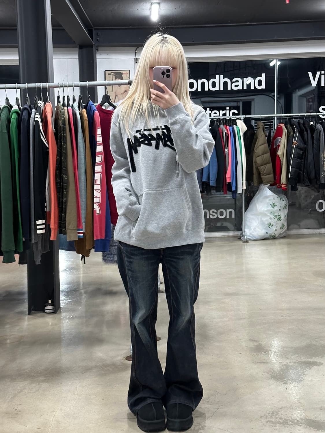 스투시 그레이 후드티 상품이미지2