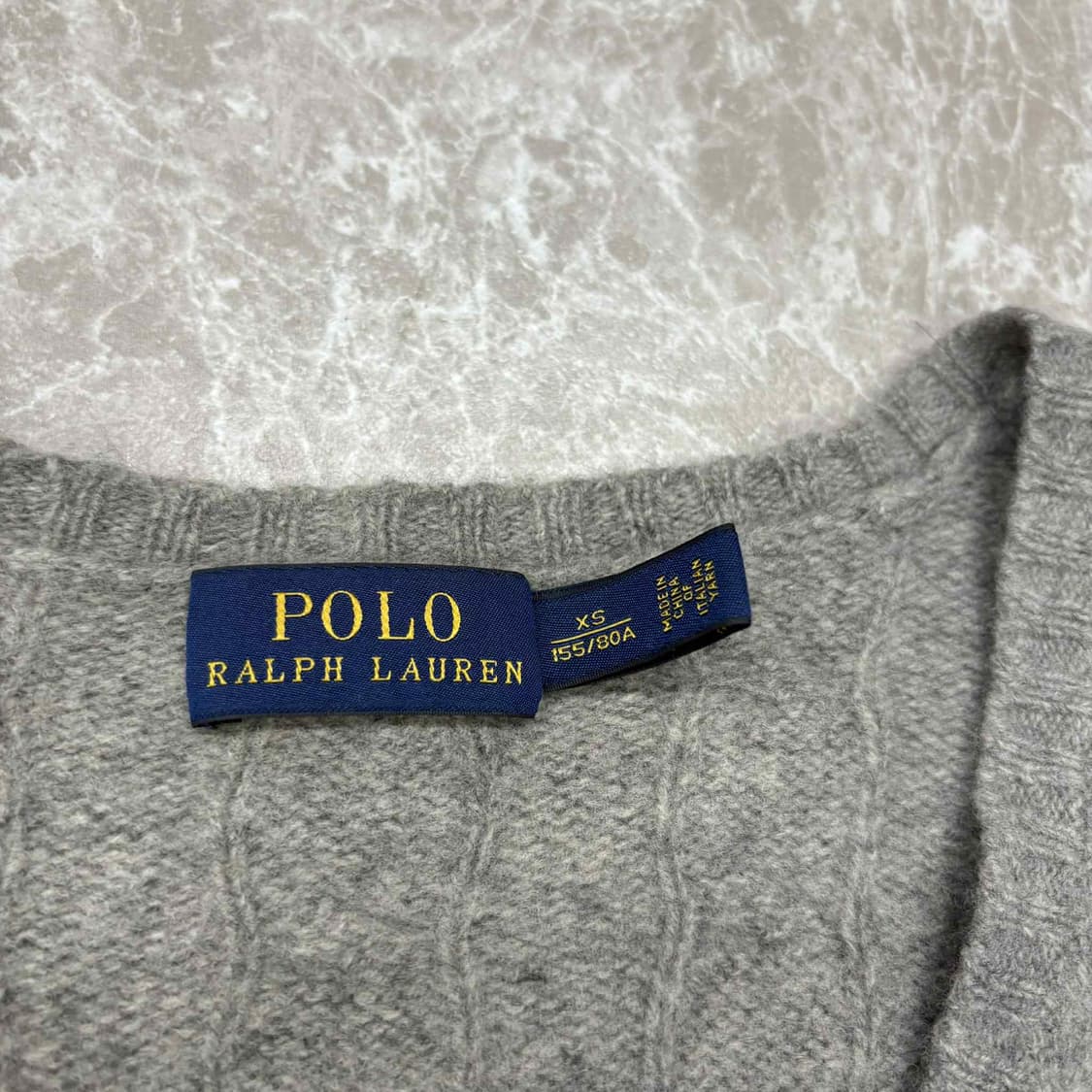 폴로 랄프로렌 울 캐시미어 그레이 브이넥 걸즈 니트(XS) 상품이미지4