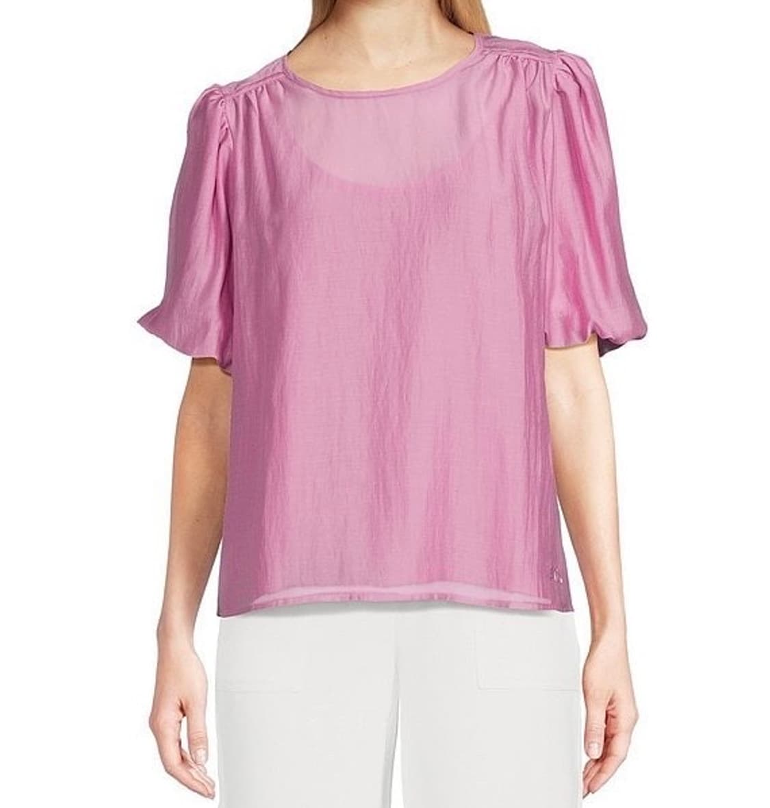 칼 라거펠트 퍼프 슬리브 블라우스탑 77-88 XL 새상품 상품이미지10