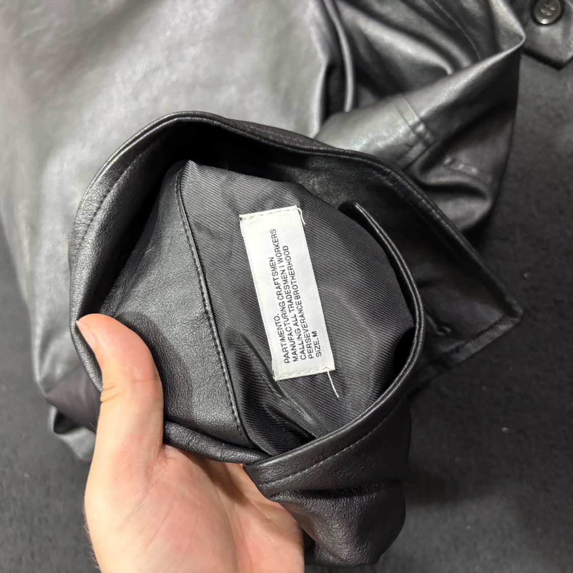 M 파르티멘토 블랙 비건 레더 필드 가죽자켓 상품이미지5