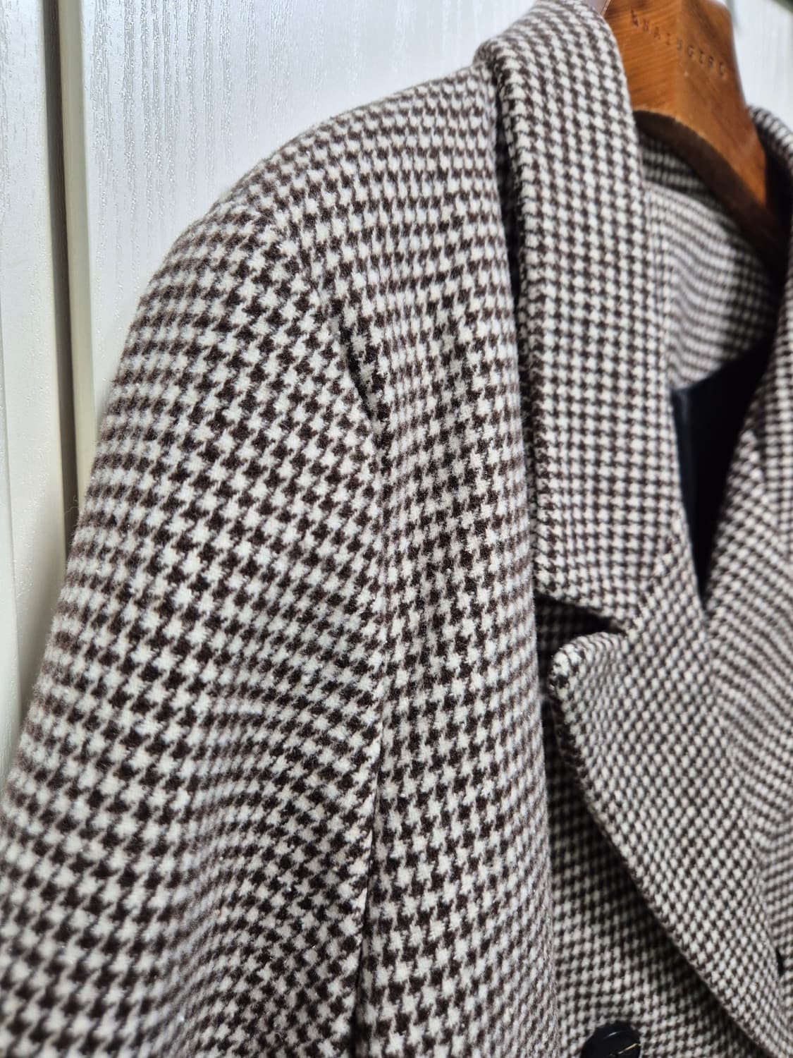 빈티지 하운드투스 체크 더블 코트 브라운 상품이미지4