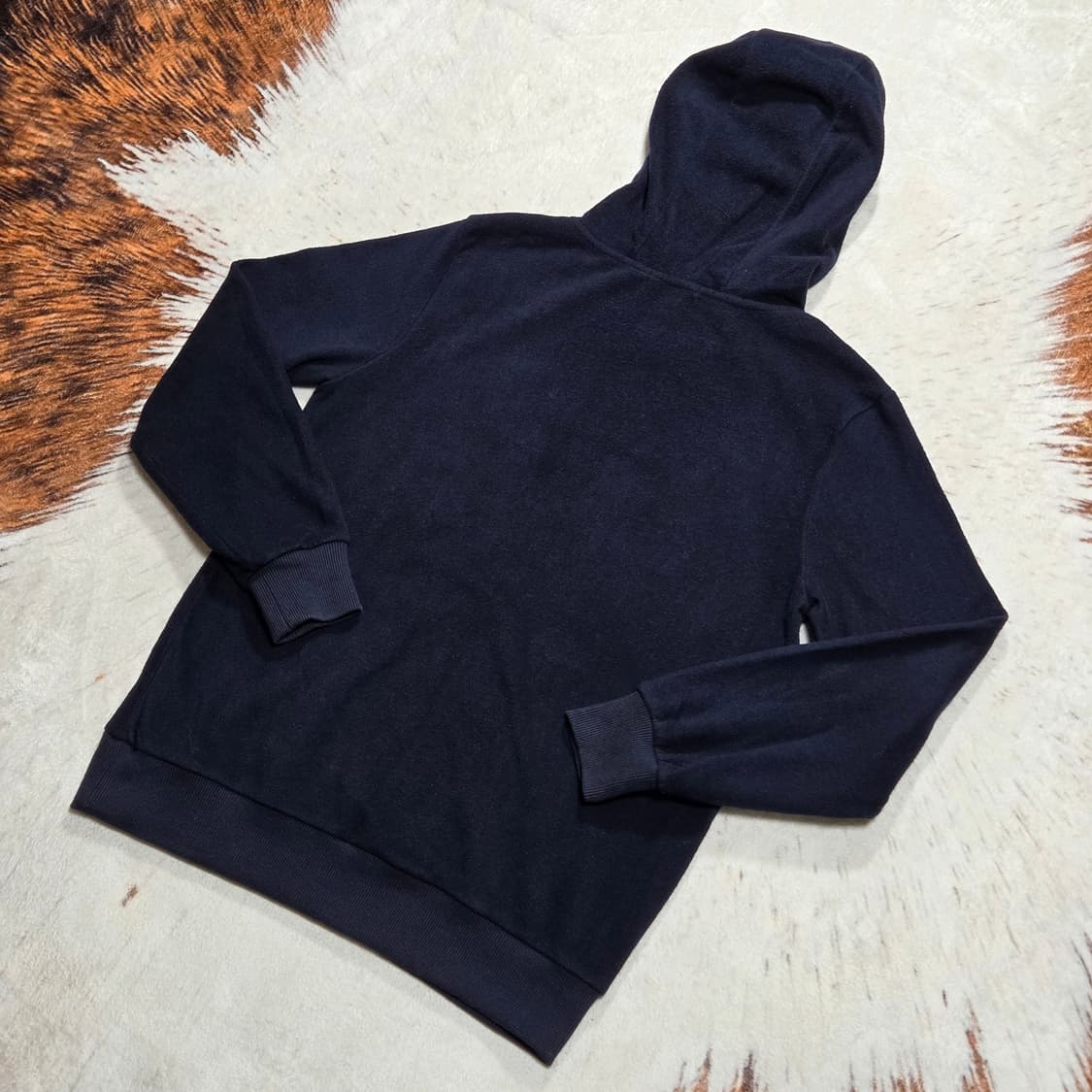 UGIZ 네이비 후리스 반하이넥 후드티 상품이미지4