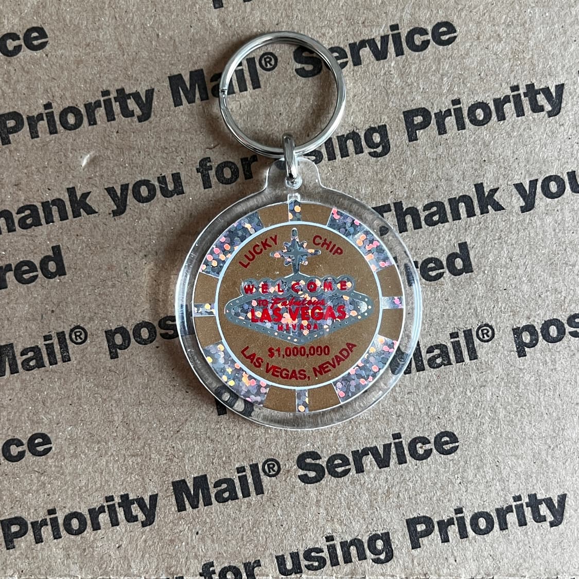 90s vtg Las Vegas Lucky Chip Keyring 상품이미지1