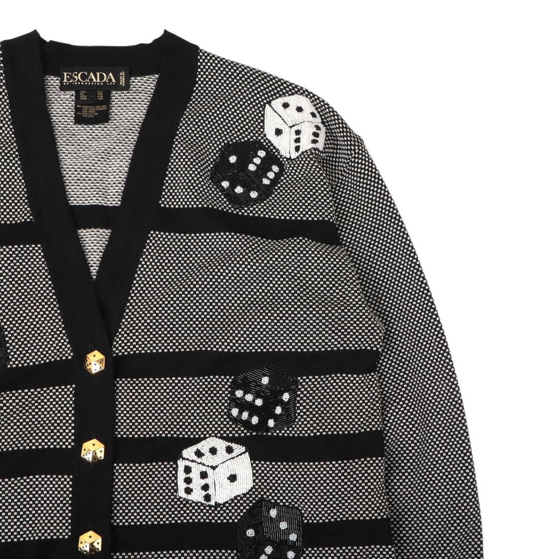 Escada 에스카다 골드 실크 울 다이스 비즐 가디건 상품이미지3