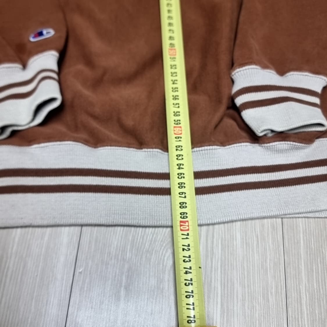 빈티지 usa메이드 챔피온 브라운 리브드 스웨트셔츠(xl) 상품이미지6