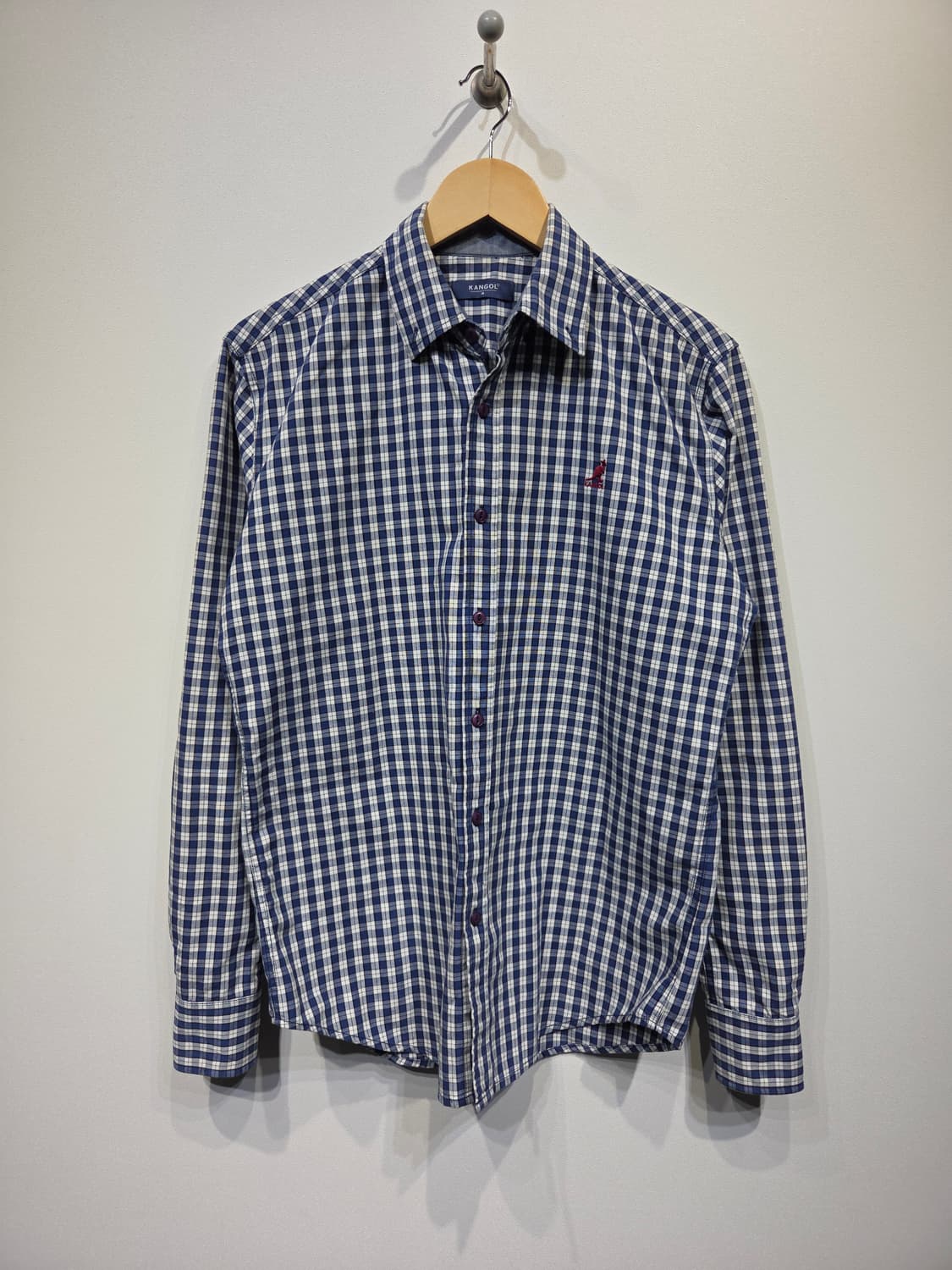 KANGOL 캉골 블루 깅엄 체크 셔츠 상품이미지2