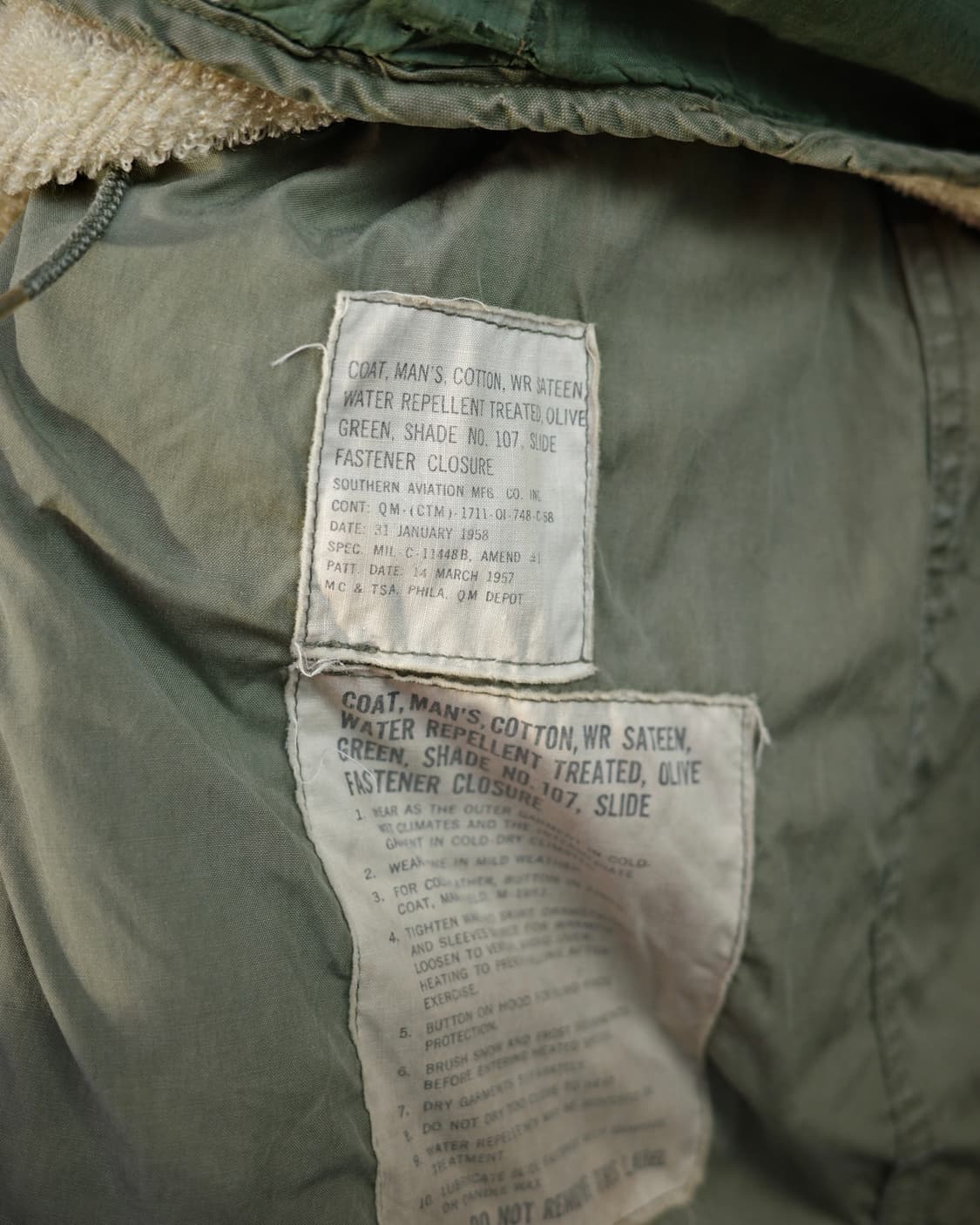 50‘s U.S. Army M-51 필드 자켓,라이닝, M43후드 상품이미지7