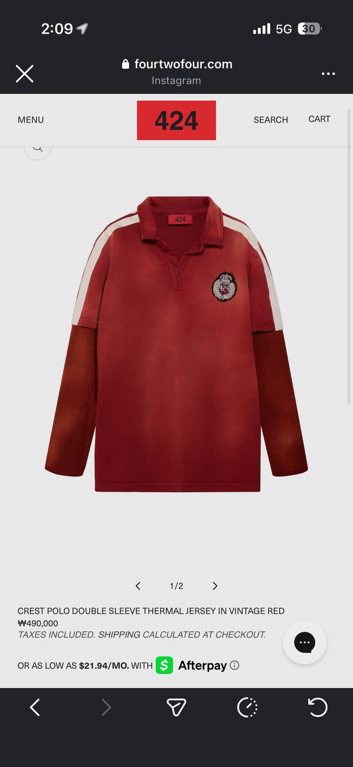 424 CREST POLO DOUBLE SLEEVE THERMAL JER 상품이미지1