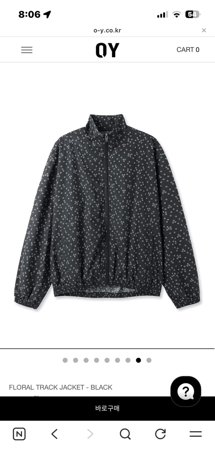 오와이 바람막이 FLORAL TRACK JACKET - BLACK 상품이미지1