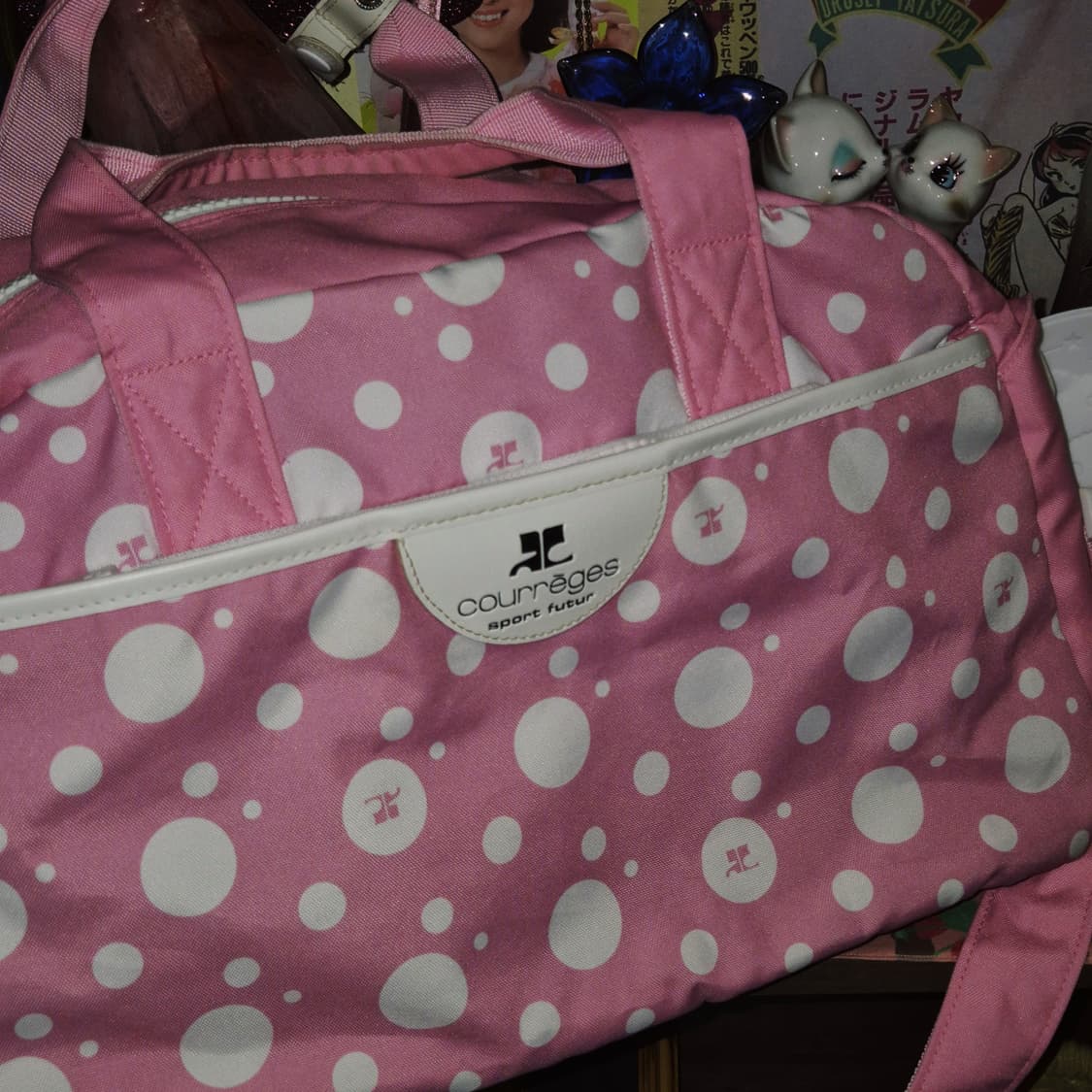 00s 꾸레쥬 핑크 물방울 스포티 3way 볼링백 상품이미지9