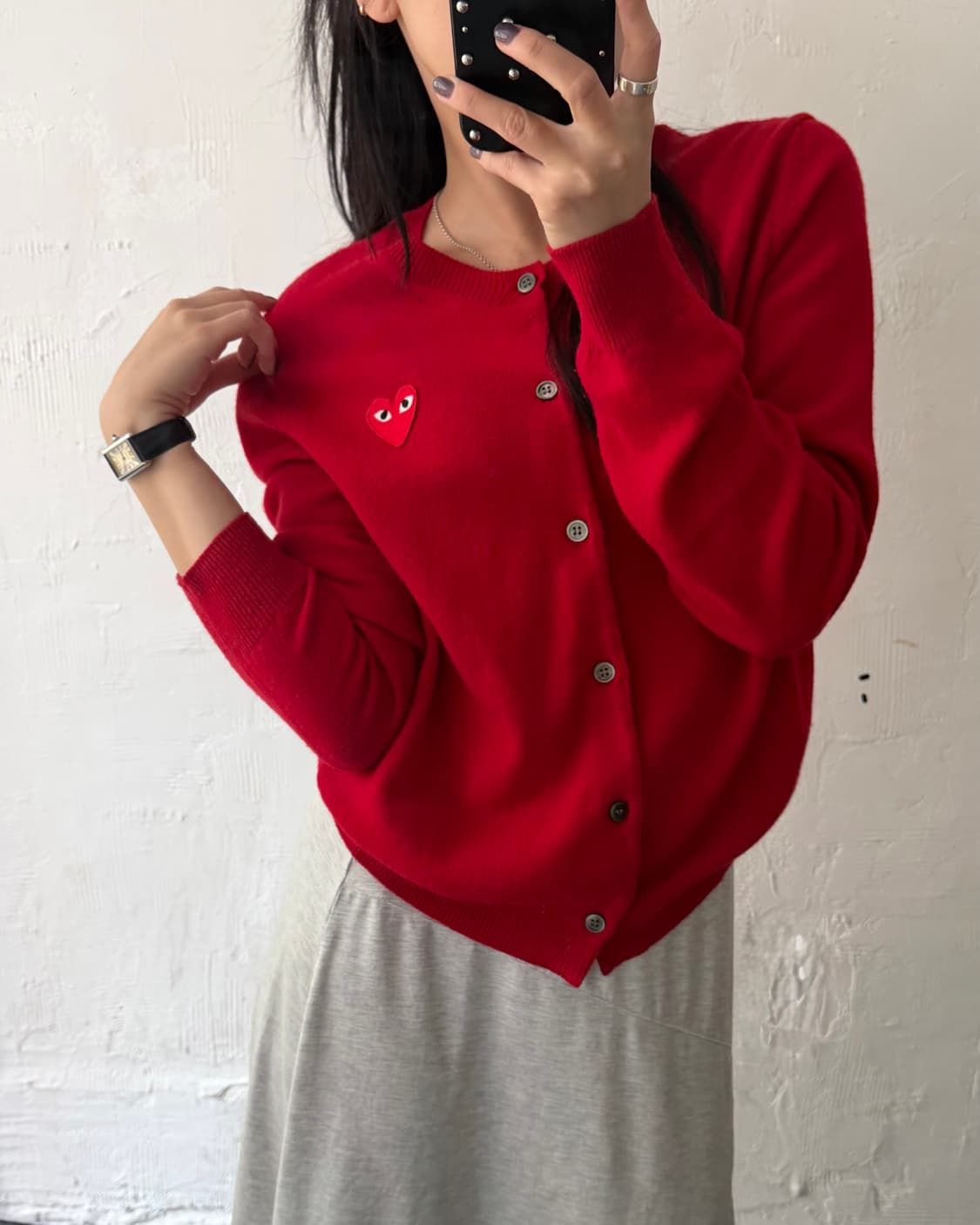 COMMEdesGARCONS 꼼데가르송 레드와펜 레드컬러 울 유넥 가디건 상품이미지8