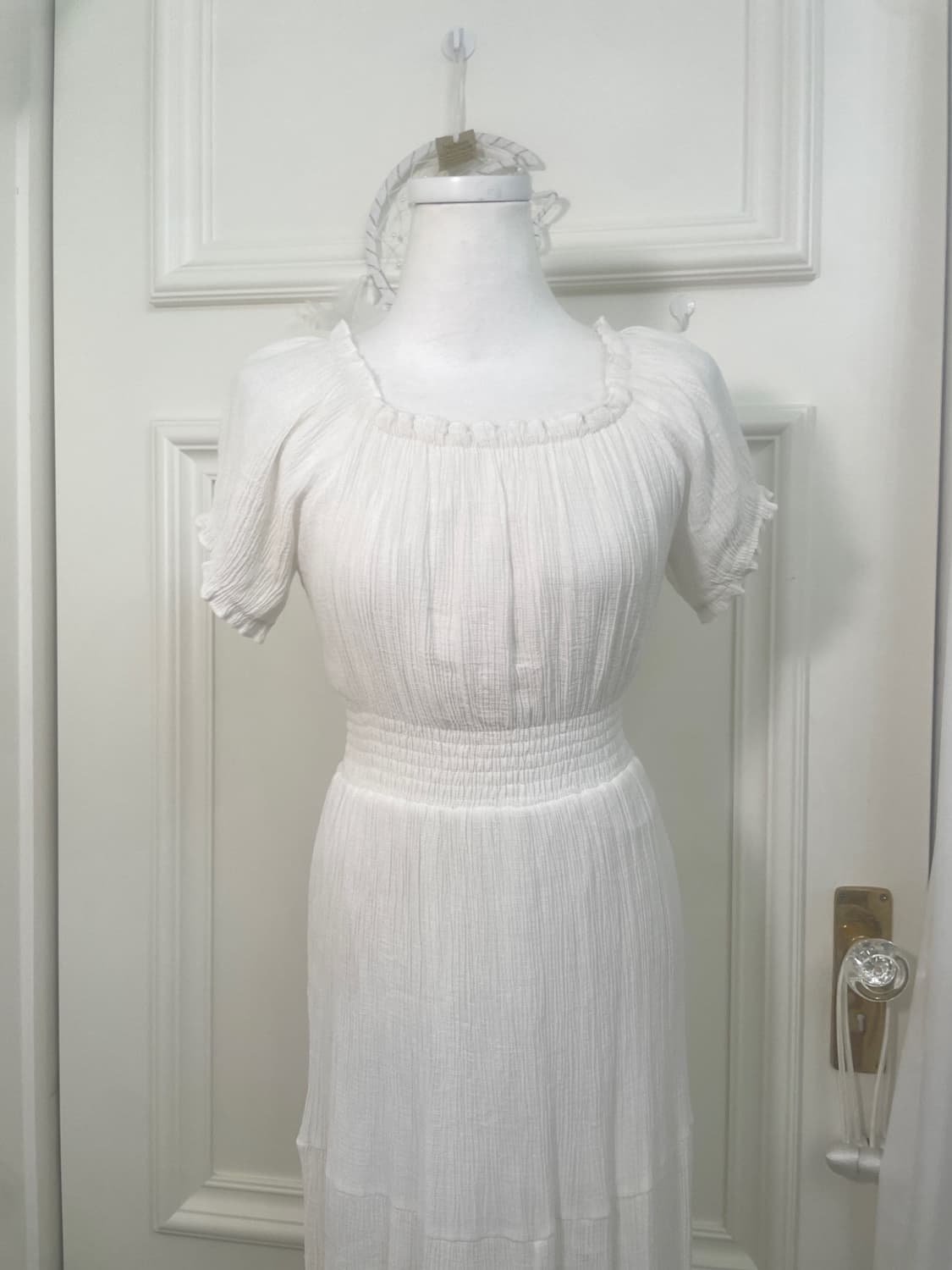 ivory banding square-neck cotton long op 상품이미지5