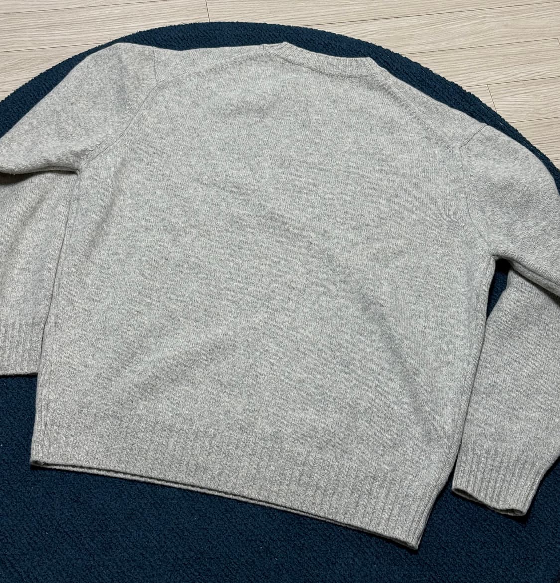 [XL] 캐시미어 울 크루넥 니트 멜란지 그레이 상품이미지3