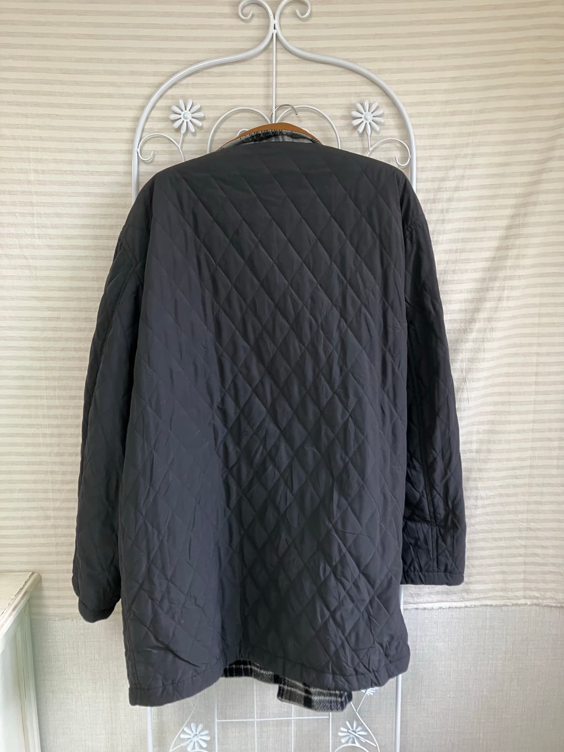 빈티지 블랙 채크 리버시블 코트 y2k 스트릿 갸루 펑키 일본빈티지506 상품이미지4