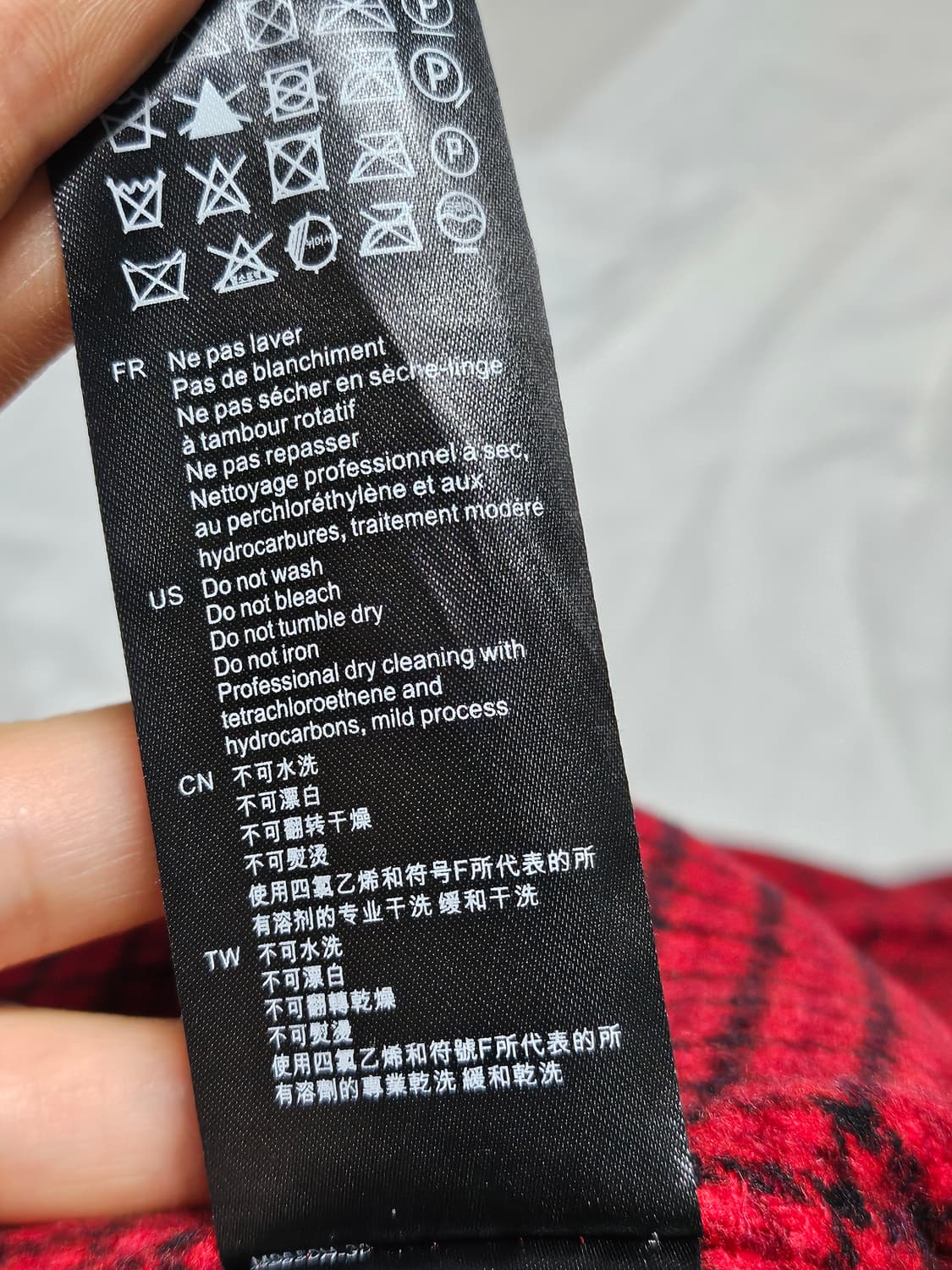 산드로 레드 블랙 체크 패턴 핸드메이드 울 혼방 코트 L 상품이미지5