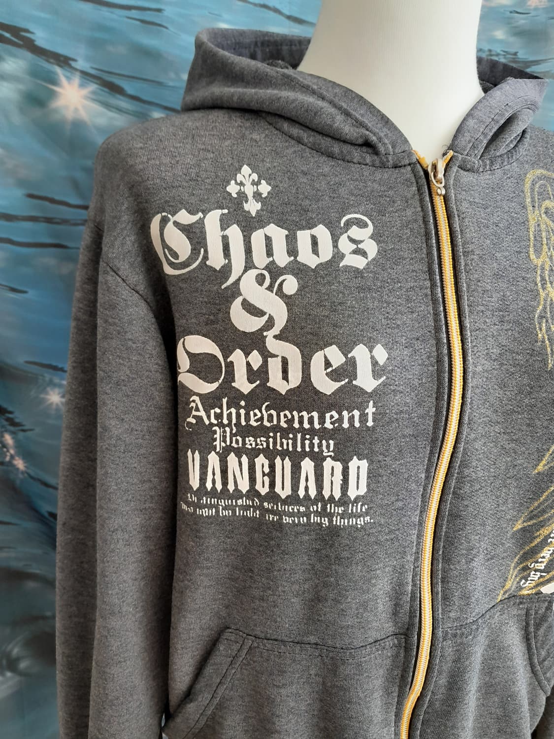 와투케 펑크 레터링 프린트 후드 집업 상품이미지2