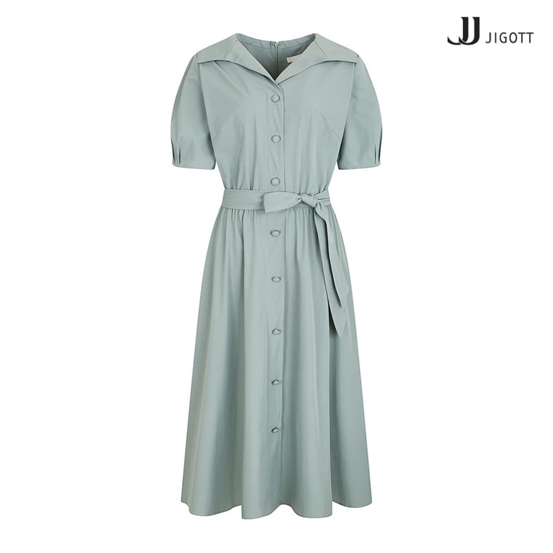 JJ JIGOTT 백밴딩 슬릿 칼라 원피스 상품이미지2