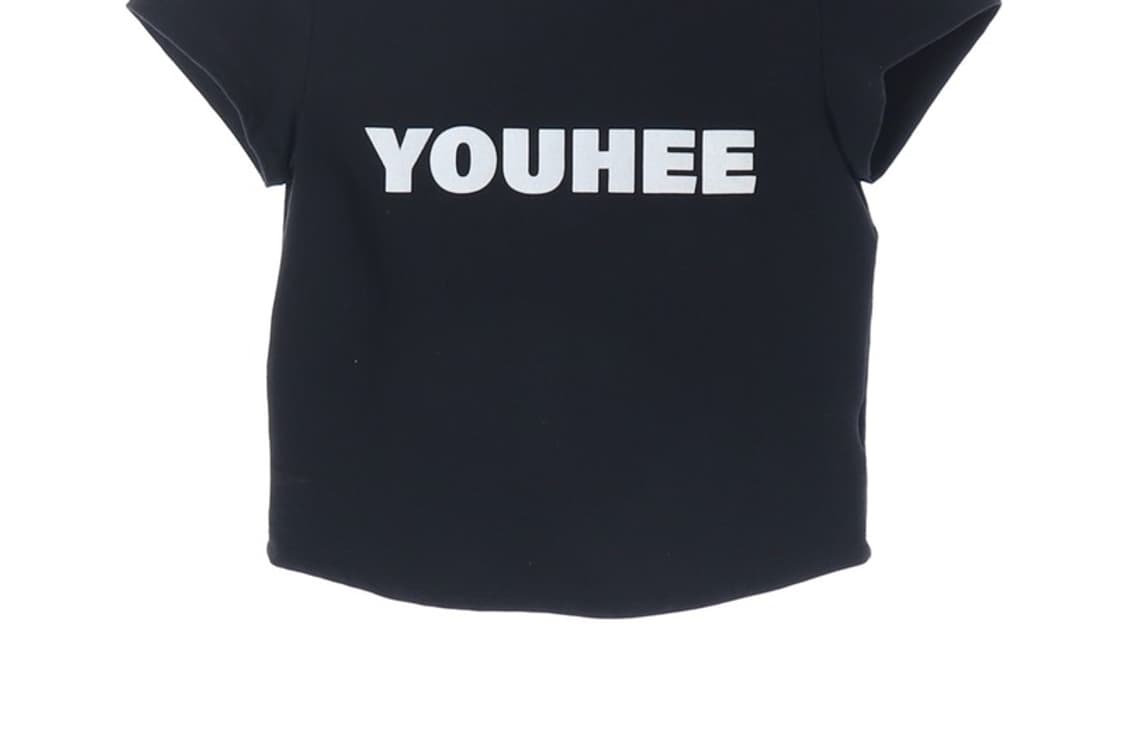 YOUHEE 빅 로고 슬림 크롭 티셔츠 BLACK 상품이미지4