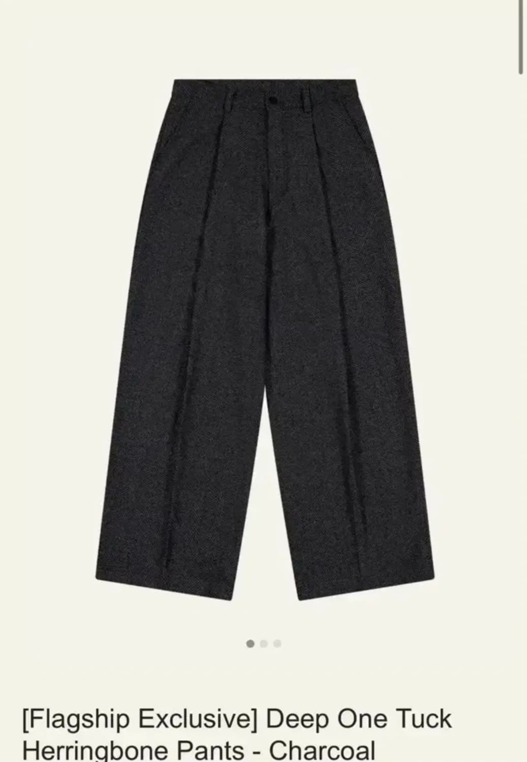 웨이비니스 딥 원턱 헤링본 팬츠 차콜 [3] 상품이미지1