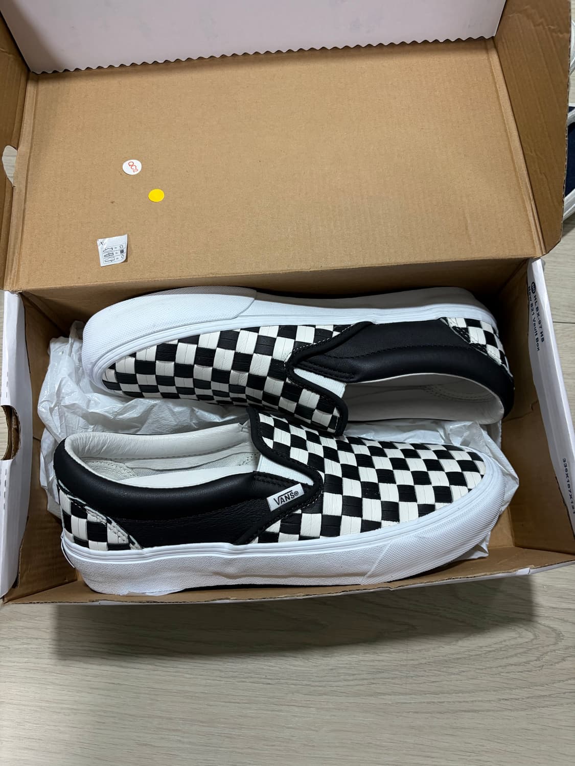 반스 볼트 OG 클래식 슬립온 레더 체커보드 블랙 화이트 상품이미지1