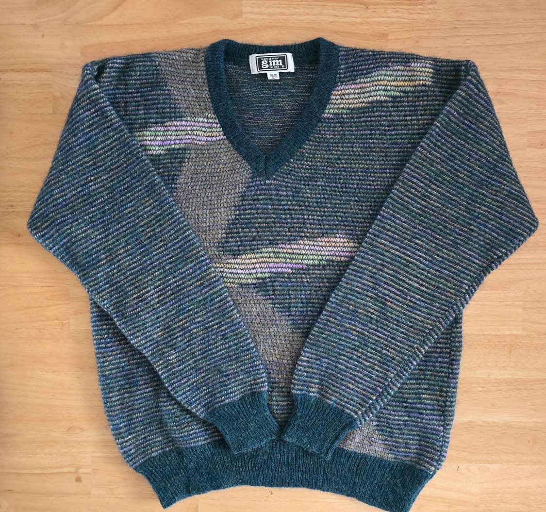 일본 GIM 빈티지 울혼방  V넥 스웨터 L  상품이미지6