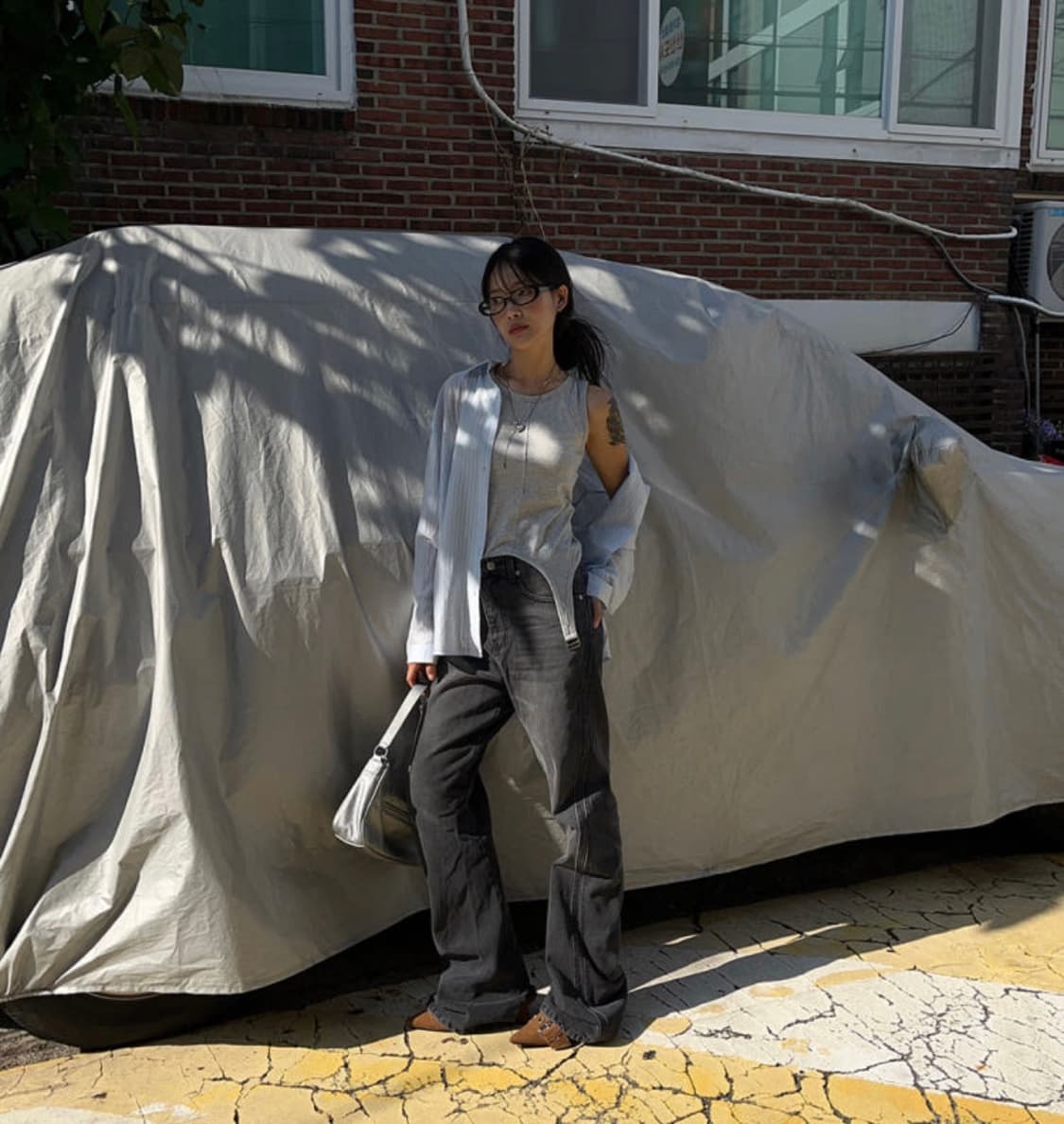 써니데이나이쓰 다이애그널 플레어 데님 진 상품이미지1