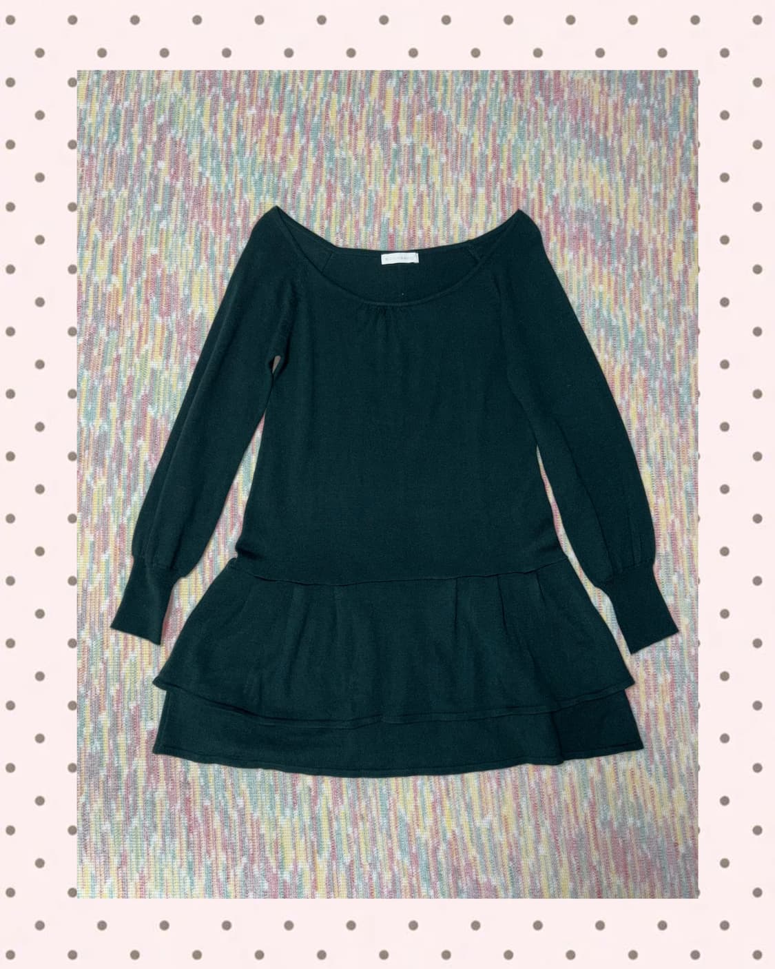 다크 그린 프릴 니트 원피스 상품이미지1