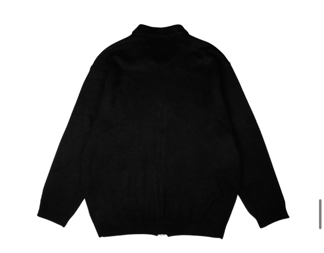 M) 엑스톤즈 펀칭 니트집업 블랙 상품이미지2