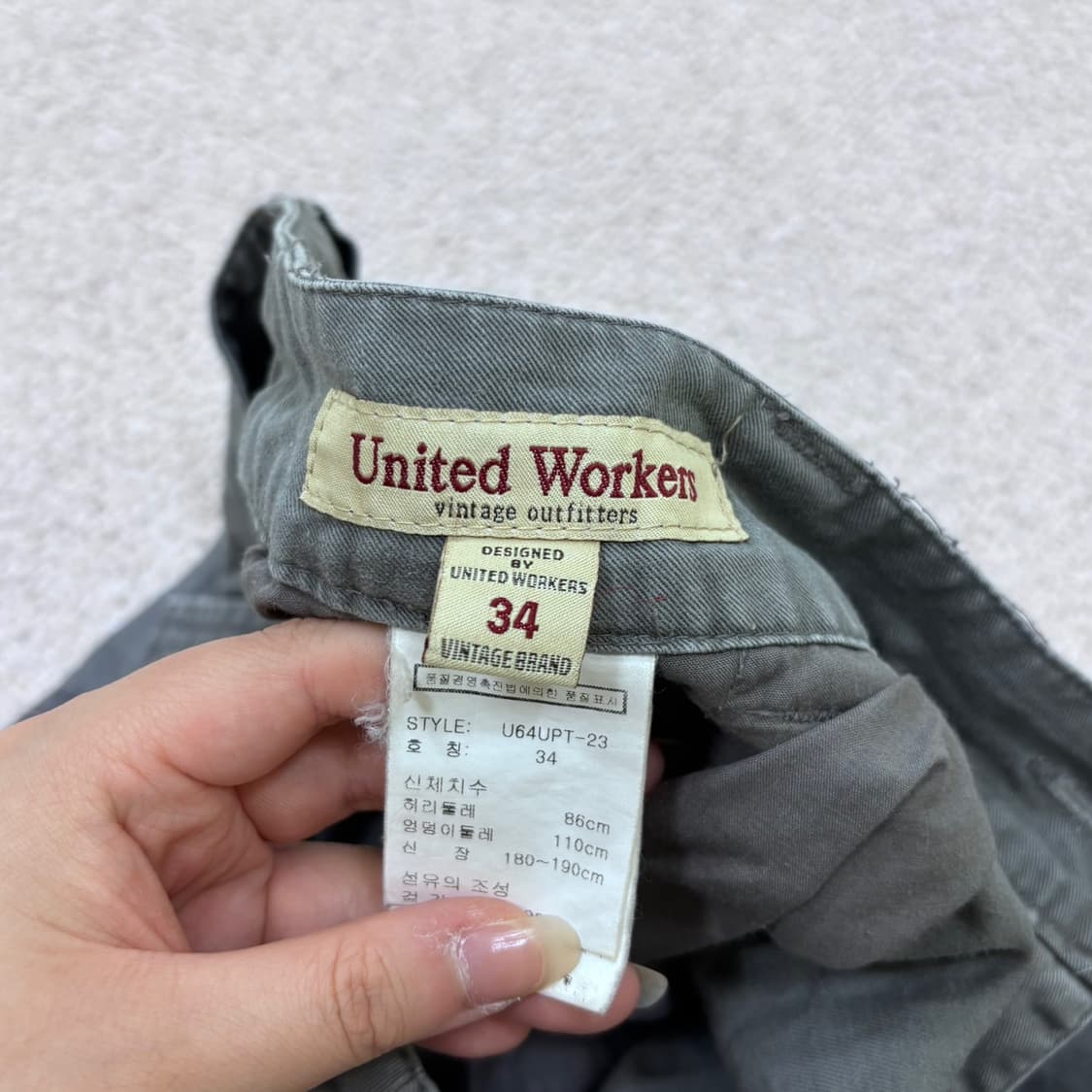 34 United Workers 남성 빈티지 카고 팬츠 0526E 상품이미지3