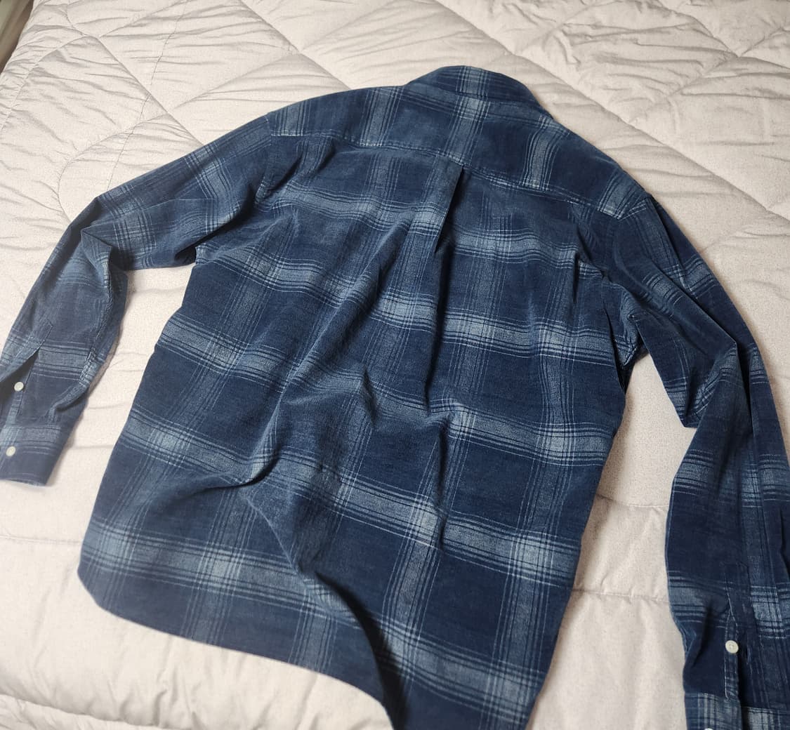 퍼렌(PERENN) 릴렉스드 코듀로이 체크 블루 셔츠 상품이미지9