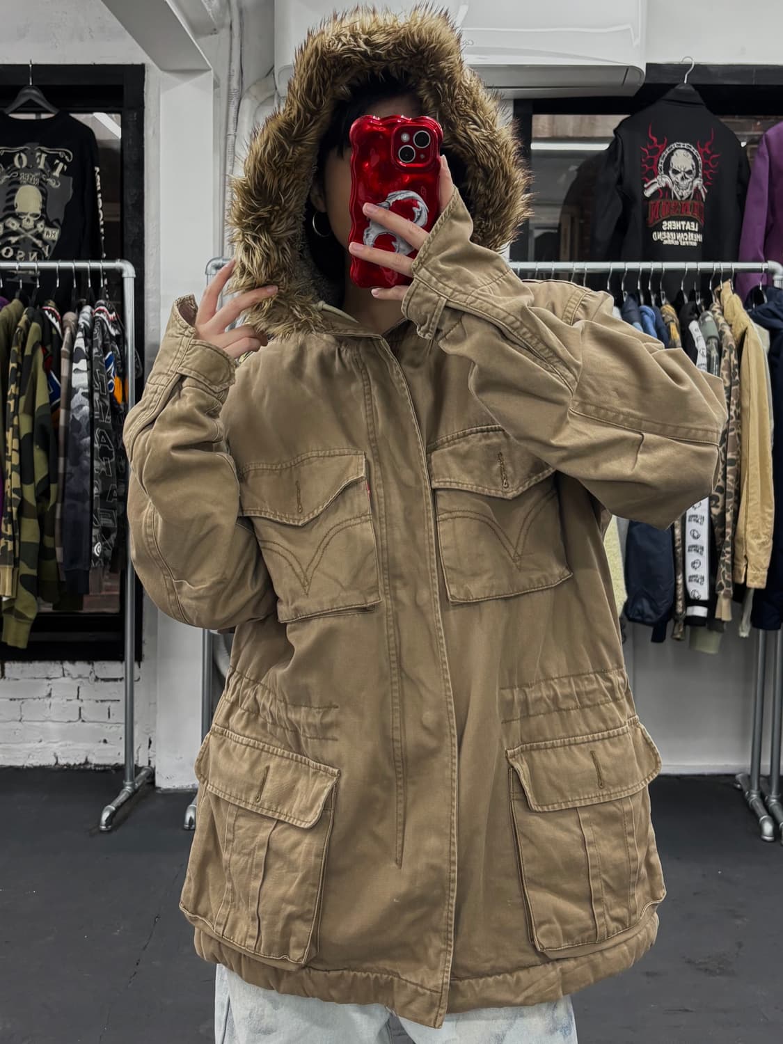 리바이스 퍼후드 베이지 야상자켓 상품이미지3