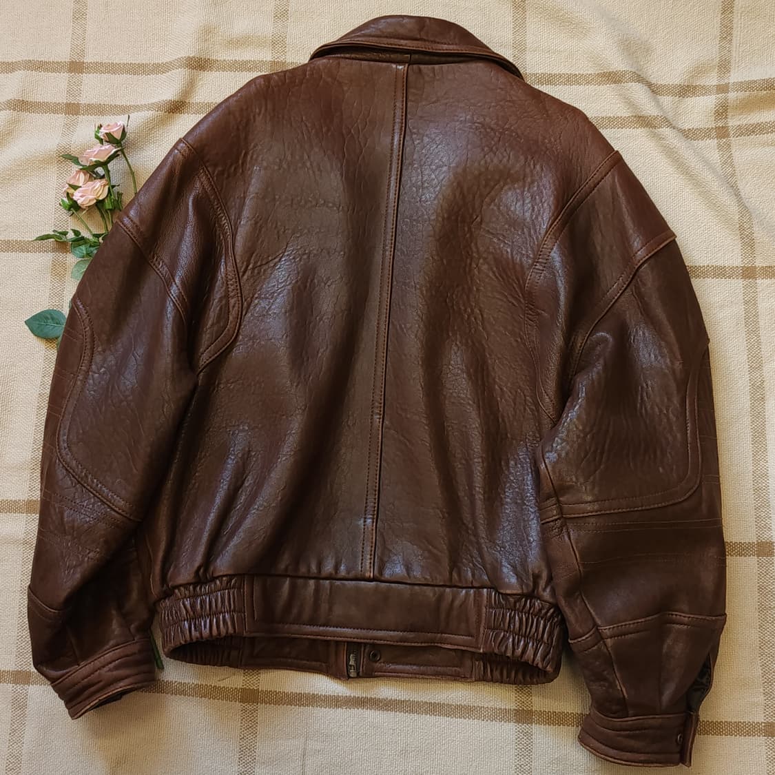 90s 지아니 발렌티노 빈티지 가죽자켓 레더 봄버 헤비레더 브라운 L 상품이미지3