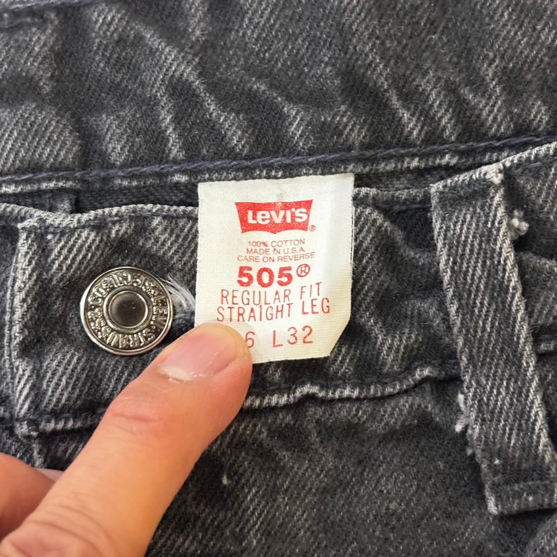 [36/32] USA 리바이스 505 오렌지탭 orange 흑청 블랙 상품이미지6