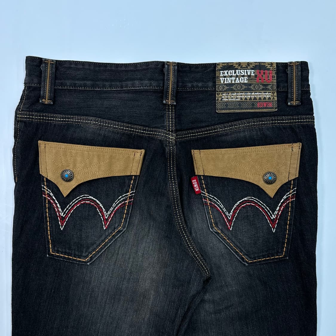 Edwin western black crack washing jeans 상품이미지5