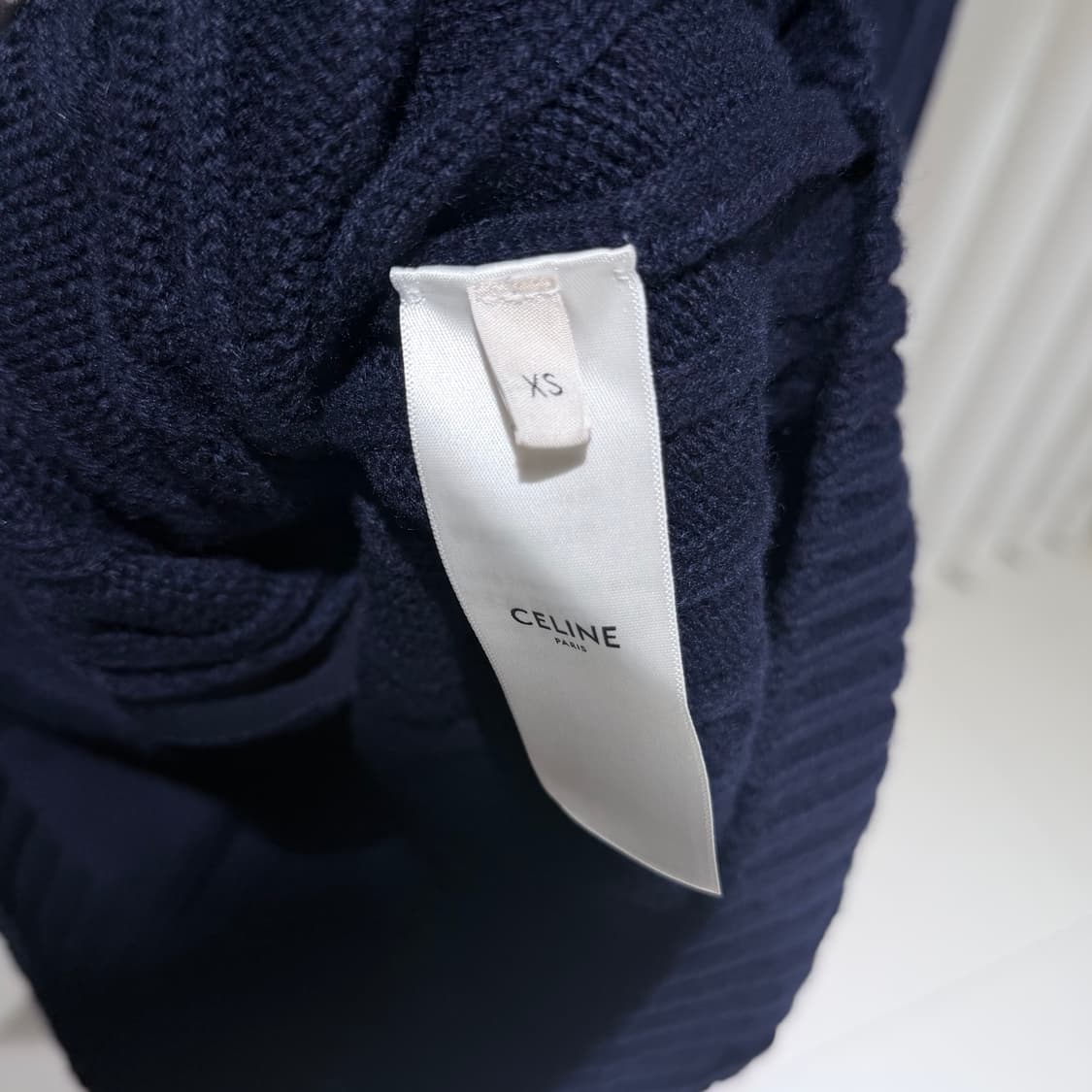 (A+/XS) / 셀린느 케이블 니트 트리옹프 캐시미어 가디건 네이비 상품이미지6