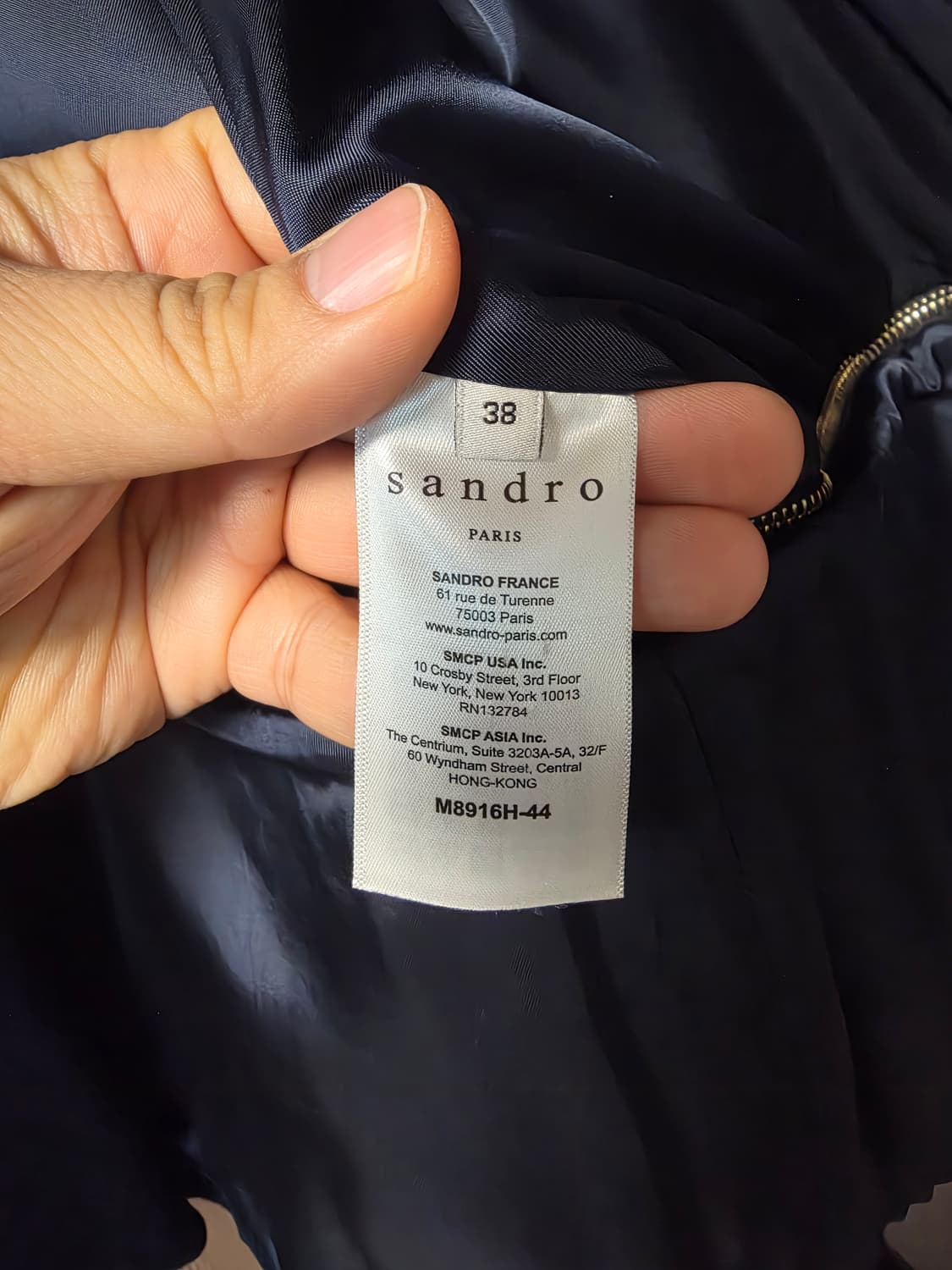 Sandro 산드로 금장 지퍼 울 코트 네이비 38 (M사이즈) 상품이미지6