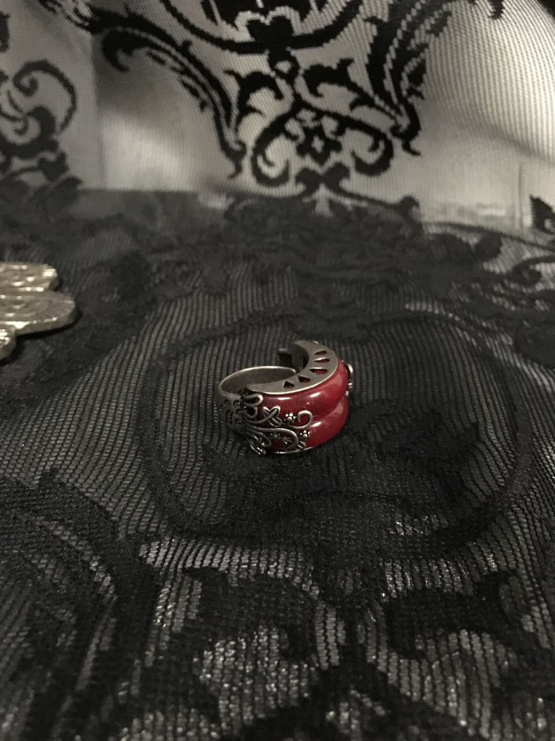 Vintage 핀터레스트 묵주 레드 오리엔탈 문양 오픈링 상품이미지6