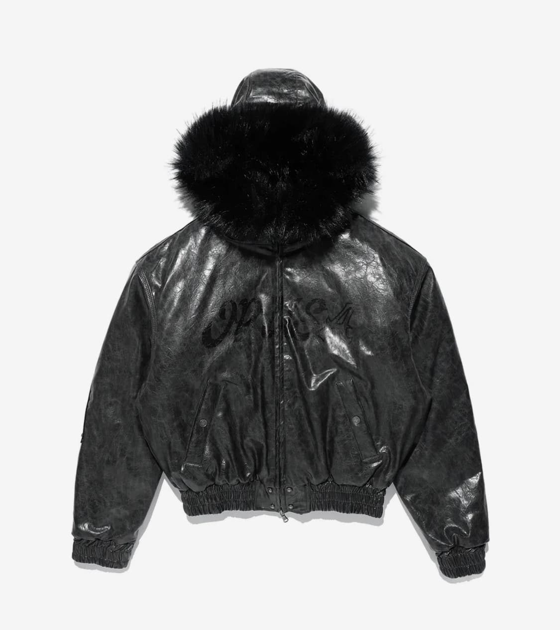 Op. 00 OP-USA HOODED LEATHER BOMBER BLAC 상품이미지3