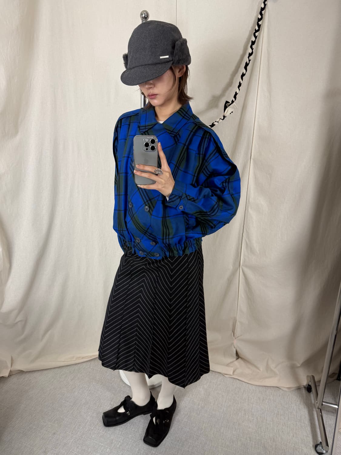 (JPN) Reflect 스트라이프 미디 스커트 상품이미지3