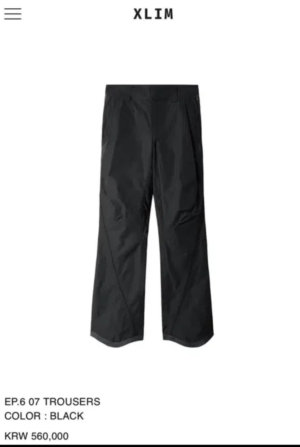 XLIM EP.6 07 TROUSERS Black 상품이미지1