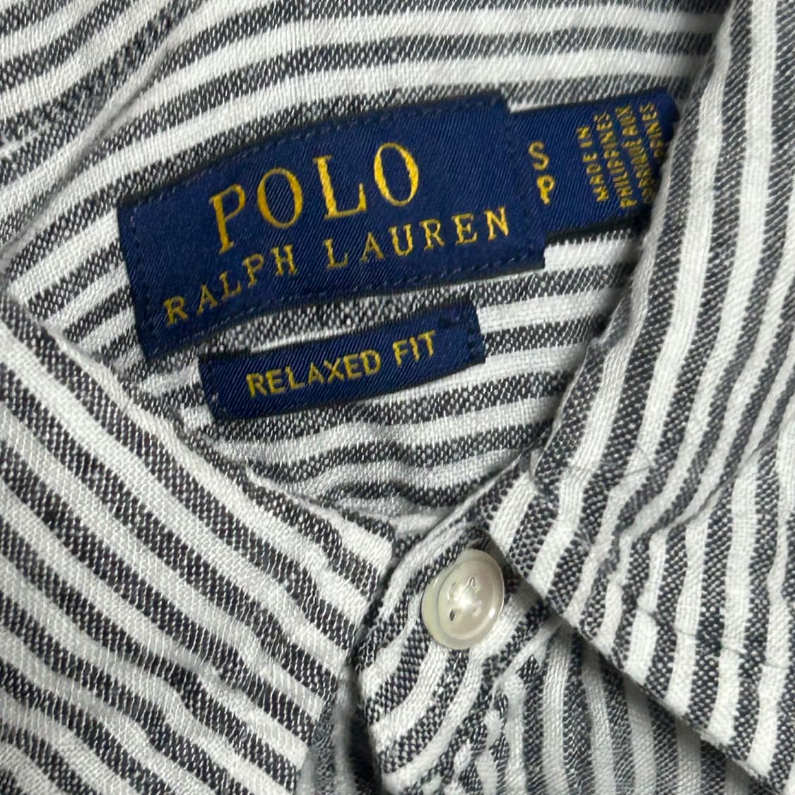 S 폴로랄프로렌 여성용 블랙 스트라이프 린넨 셔츠  상품이미지4