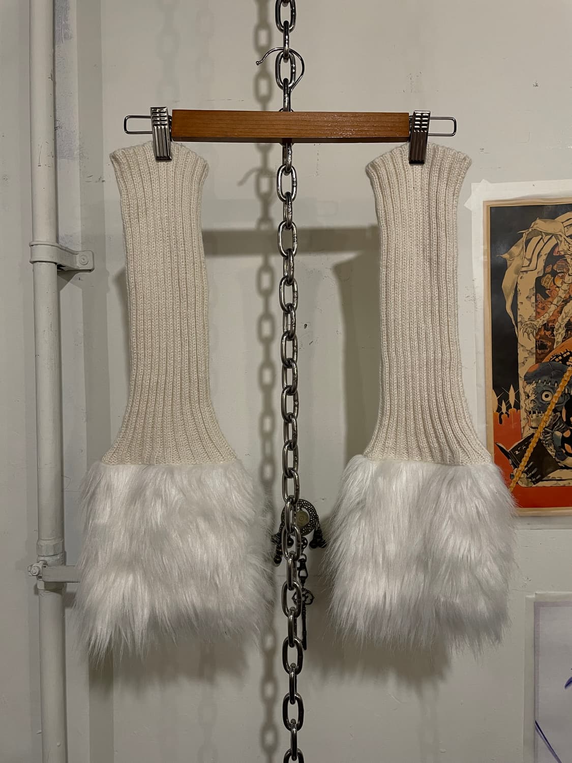 화이트 퍼 핸드/레그 워머 페어리 모리 갸루 상품이미지1